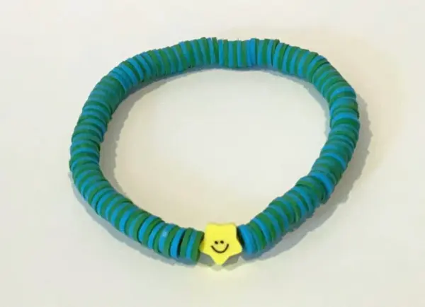 Blue Green Smiley Star Charm Bracelet