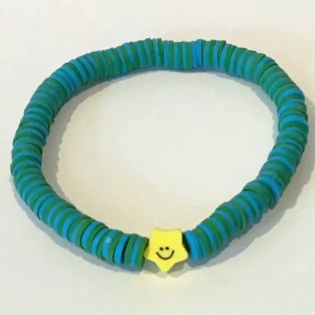 Blue Green Smiley Star Charm Bracelet