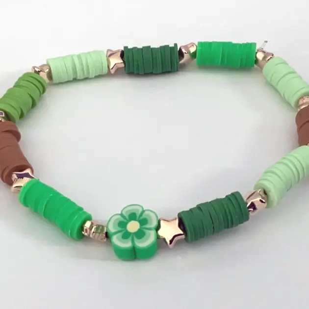 Green Brown Heart and Shamrock Charms