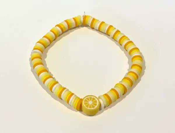 Yellow Ombre Clay Beads with Lemon Charm Bracelet